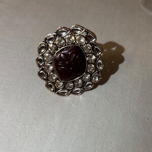 Fashion Jewelry Silver and Brown Gemstone Ring